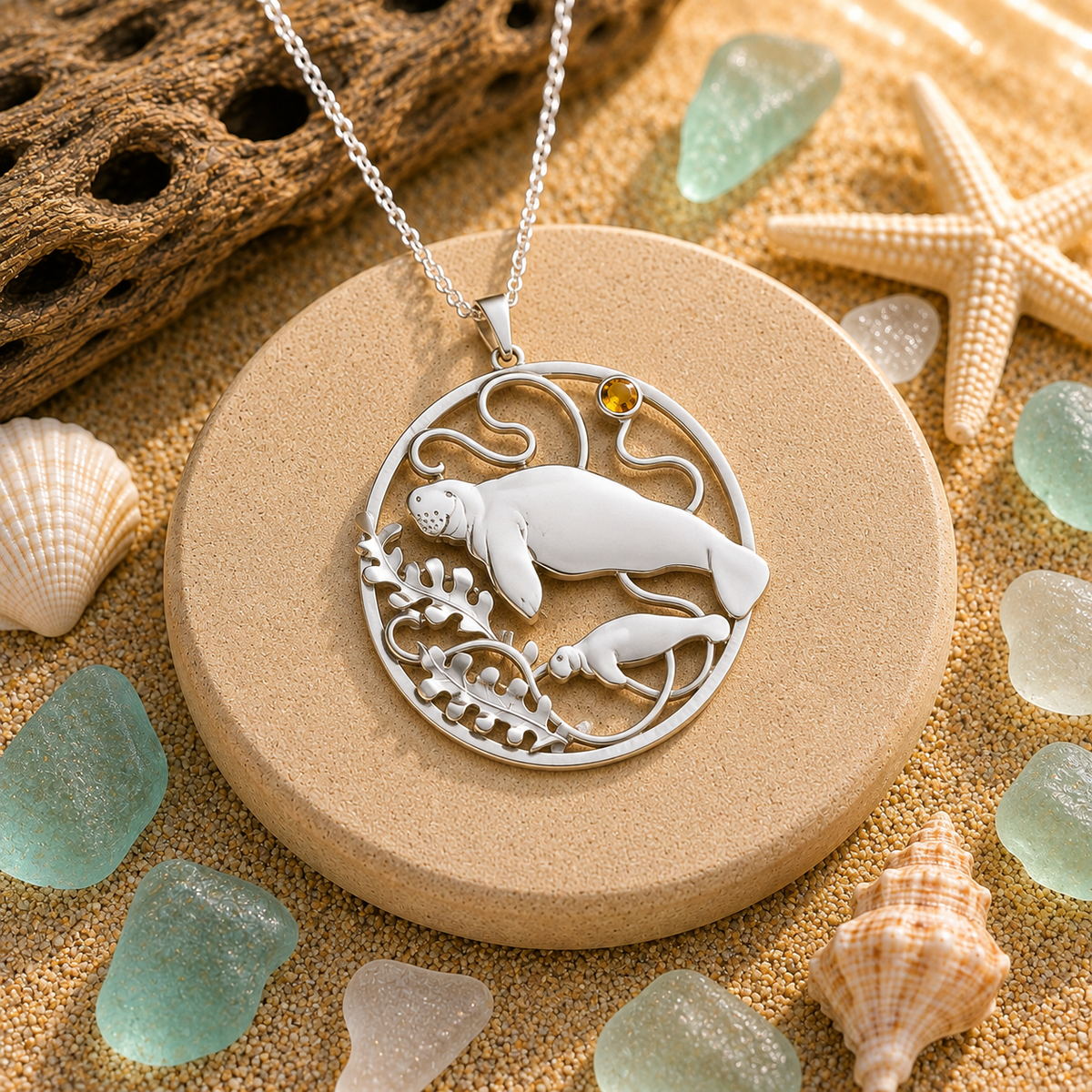 Manatee Family Necklace