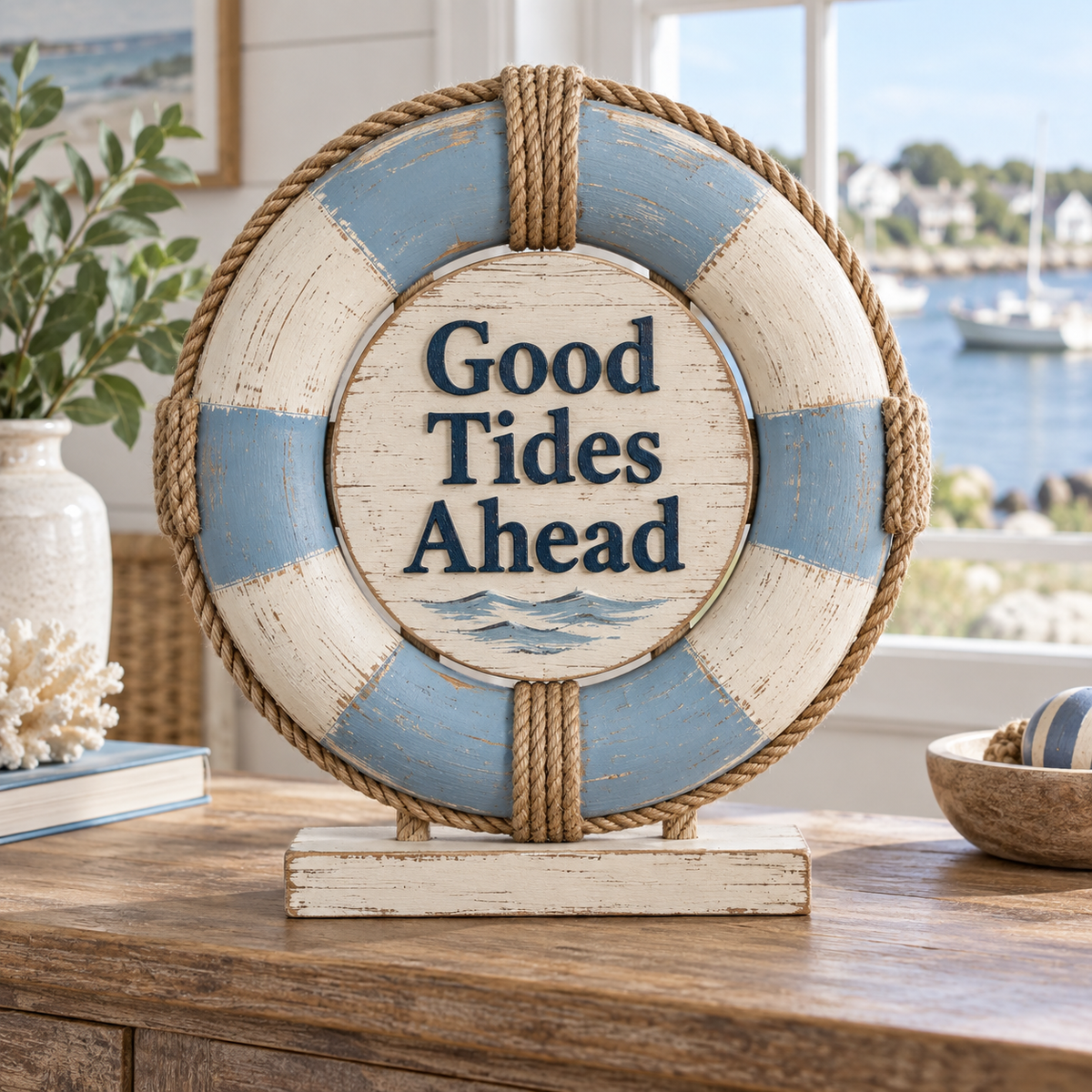 Good Tides Ahead coastal wood decor