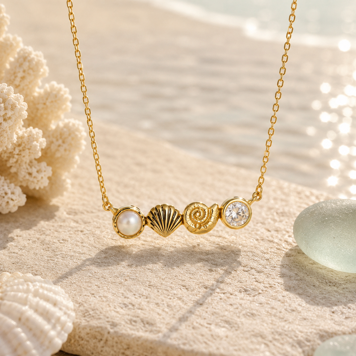 Seashell Pearl Necklace